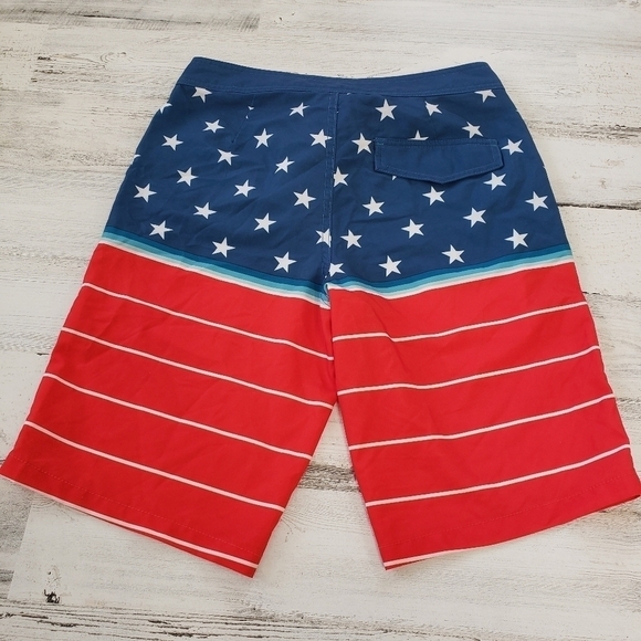 Goodfellow Mens Red White Blue 28 Patriotic Flag Board Swim Shorts Trunks - Picture 2 of 4